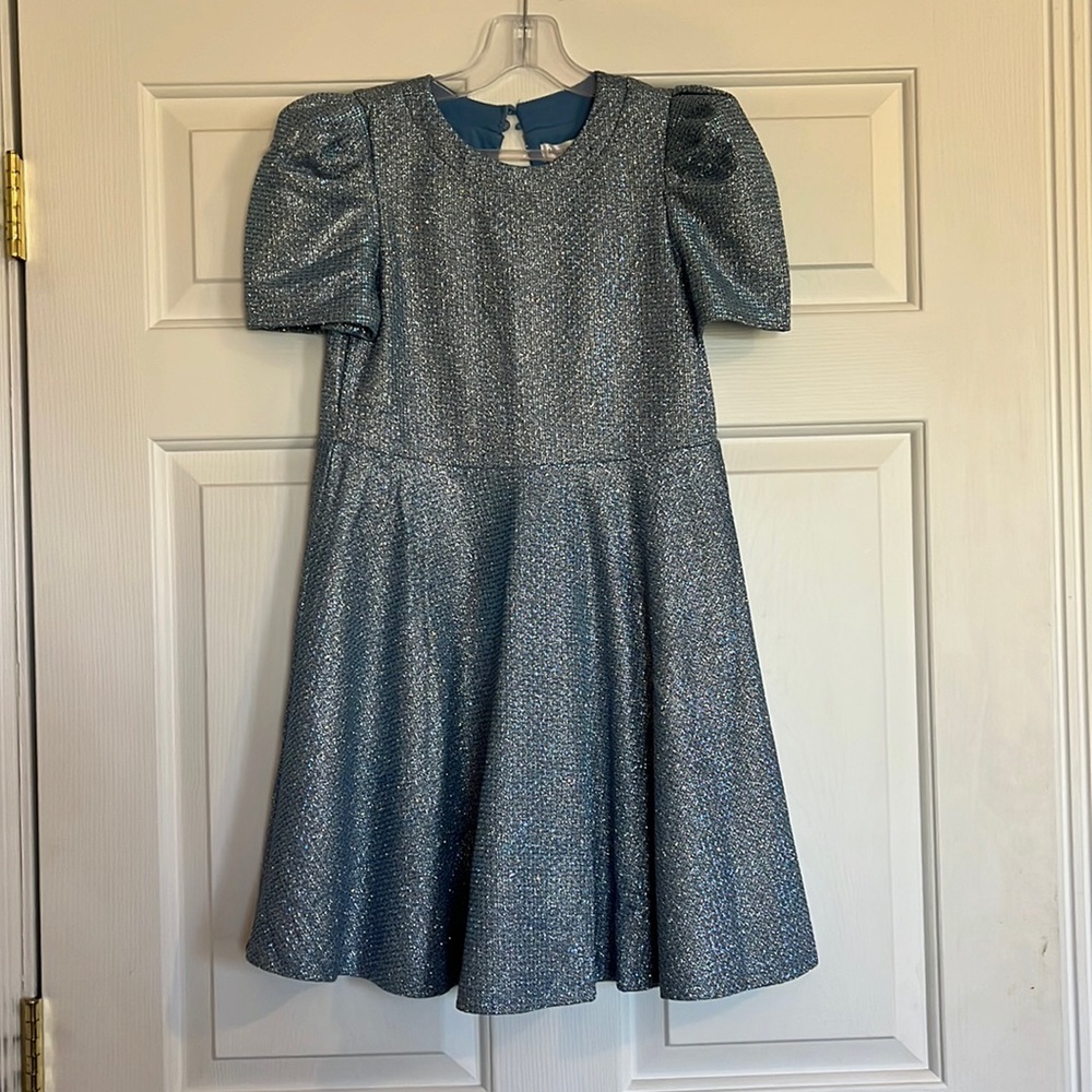 Girls Honey and Rosie Blue Sparkly Dress Size 12